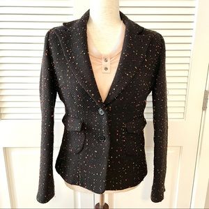 Yumi-Mazao Wool Tweed Fitted Blazer Jacket. Size EU 42.
